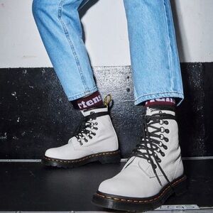 NEW Dr Martens 1460 Laced Virginia Leather Lace Up Boots White